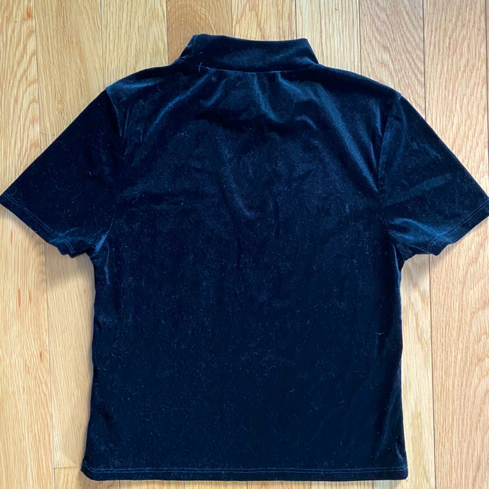 Velvet short sleeve turtle neck top